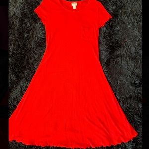 Lettuce edge Red T-Shirt Dress